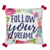 Стойки флорални следвайте мечтите си + рад 16&Куот; декоративни възглавници